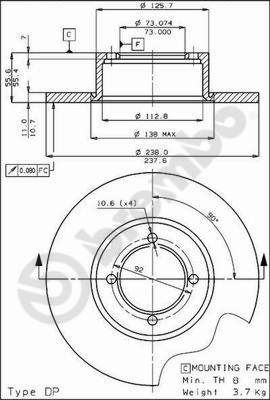 Disco freno anteriore Opel cod.08.1309.10