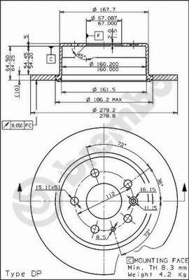 Disco freno posteriore Mercedes cod.08.1395.40