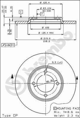 Disco freno anteriore Ford cod.08.1643.10