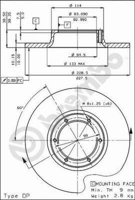 Disco freno anteriore Renault cod.08.2138.10