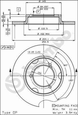 Disco freno anteriore Renault cod.08.2284.10