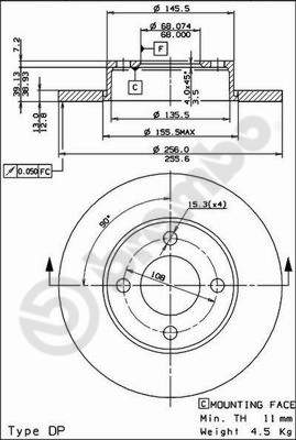 Disco freno anteriore Audi 100 cod.08.2794.14