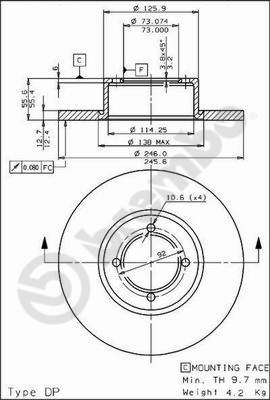 Disco freno anteriore Opel cod.08.2953.20