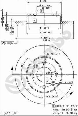 Disco freno anteriore Renault cod.08.2958.14