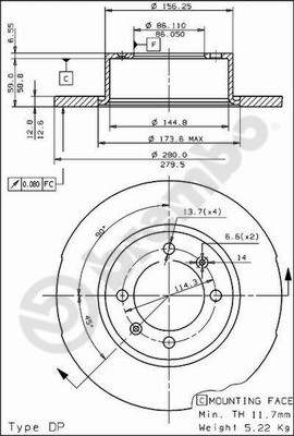 Disco freno anteriore Saab cod.08.2970.20