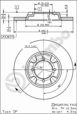 Disco freno anteriore Mazda cod.08.3109.10