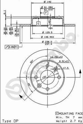 Disco freno anteriore Renault cod.08.3147.14