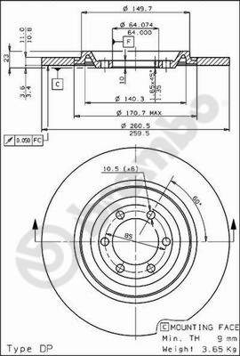 Disco freno posteriore Alfa Romeo cod.08.3210.10