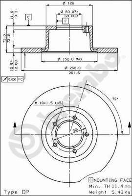 Disco freno anteriore Ford cod.08.3296.10