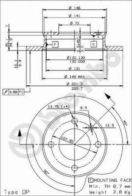 Disco freno anteriore Ford cod.08.3439.14