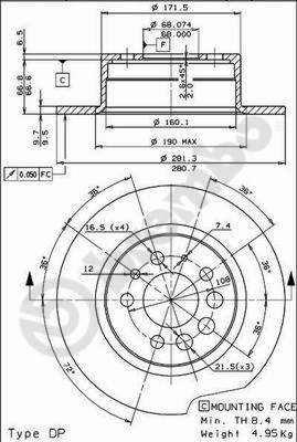 Disco freno posteriore Volvo cod.08.3441.24