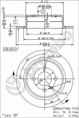 Disco freno posteriore Bmw cod.08.3947.24