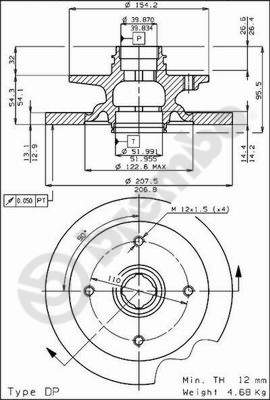 Disco freno anteriore Mazda cod.08.3957.10