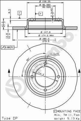 Disco freno anteriore Saab cod.08.3965.20