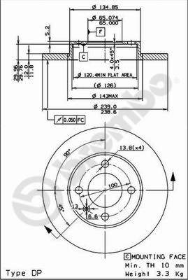 Disco freno anteriore Audi 80 cod.08.4177.10