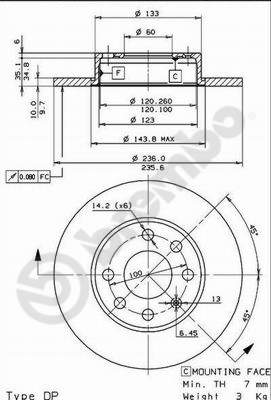 Disco freno anteriore Opel cod.08.4250.14