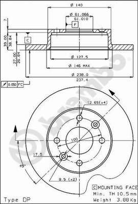 Disco freno anteriore Renault cod.08.4284.20