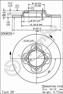 Disco freno anteriore Mazda cod.08.4436.10