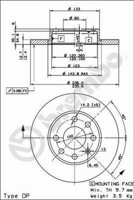 Disco freno anteriore Opel cod.08.4475.10