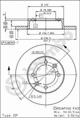 Disco freno anteriore Renault cod.08.4480.10