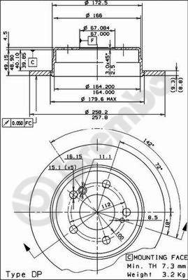 Disco freno posteriore Mercedes cod.08.4738.14