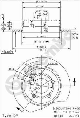 Disco freno posteriore Mercedes cod.08.4738.24