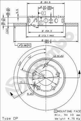 Disco freno anteriore Mercedes cod.08.4750.44