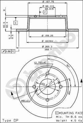 Disco freno posteriore Nissan cod.08.4851.10