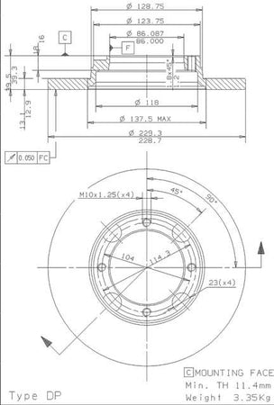 Disco freno posteriore Audi 80-90-100 cod.08.4874.14