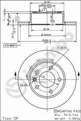 Disco freno anteriore Opel cod.08.4926.10