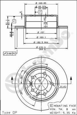 Disco freno posteriore Opel cod.08.4927.10