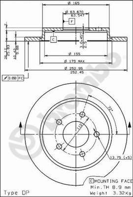Disco freno posteriore Ford cod.08.4931.10