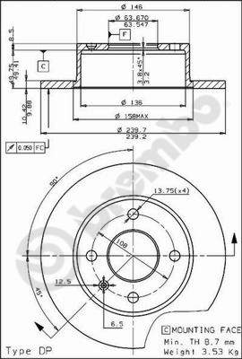 Disco freno anteriore Ford cod.08.4962.20