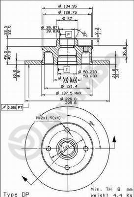 Disco freno posteriore Seat cod.08.5005.14