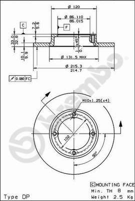 Disco freno anteriore Daewoo cod.08.5026.20
