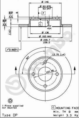 Disco freno anteriore Ford cod.08.5164.24