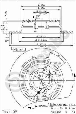 Disco freno posteriore Bmw cod.08.5174.34