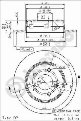 Disco freno posteriore Mercedes cod.08.5178.30