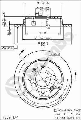 Disco freno posteriore Mazda cod.08.5218.10