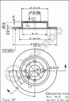 Disco freno posteriore Volvo cod.08.5237.10