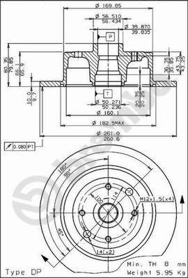 Disco freno posteriore Opel cod.08.5309.10