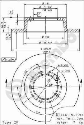 Disco freno posteriore Land Rover cod.08.5316.10