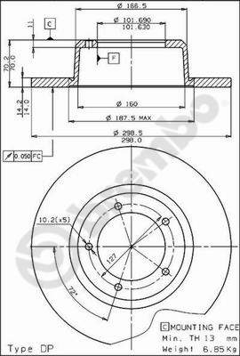 Disco freno posteriore Land Rover cod.08.5347.14