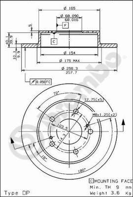Disco freno posteriore Nissan cod.08.5443.20