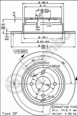 Disco freno posteriore Volvo cod.08.5569.14