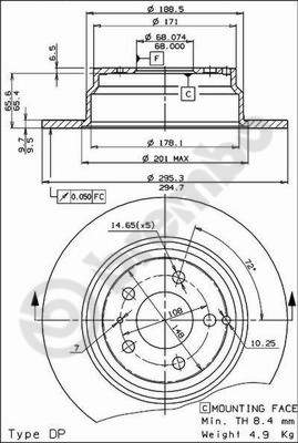 Disco freno posteriore Volvo cod.08.5569.24