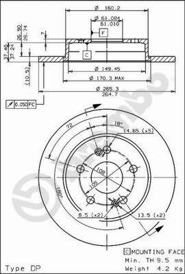 Disco freno posteriore Renault cod.08.5645.10