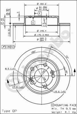 Disco freno posteriore Renault cod.08.5645.40