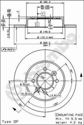 Disco freno posteriore Renault cod.08.5645.60