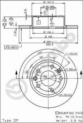 Disco freno posteriore Renault cod.08.5646.10